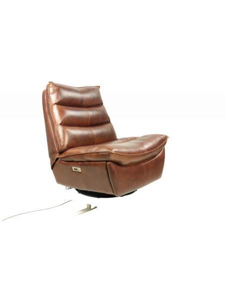Fauteuil inclinable en cuir de vachette vintage