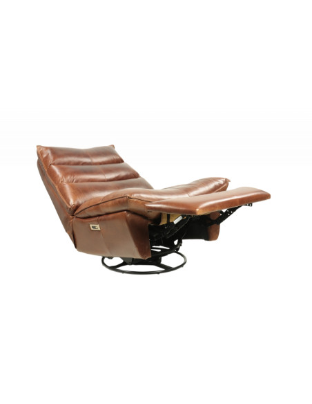Fauteuil inclinable en cuir de vachette vintage