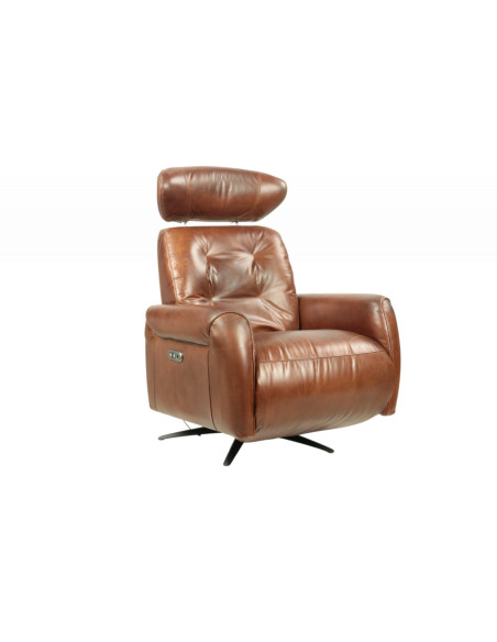 Fauteuil avec appui tête en cuir très confortable