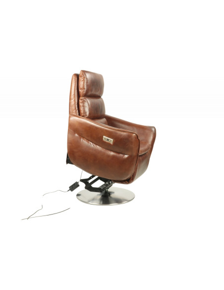 Fauteuil inclinable et pivotant avec haut dossier en cuir