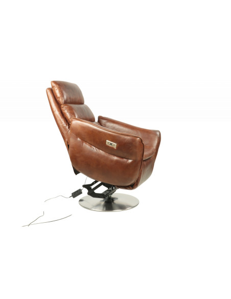 Fauteuil inclinable et pivotant avec haut dossier en cuir