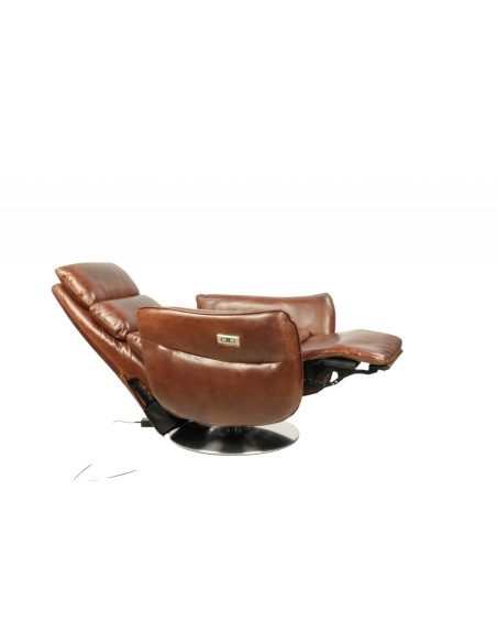 Fauteuil inclinable et pivotant avec haut dossier en cuir