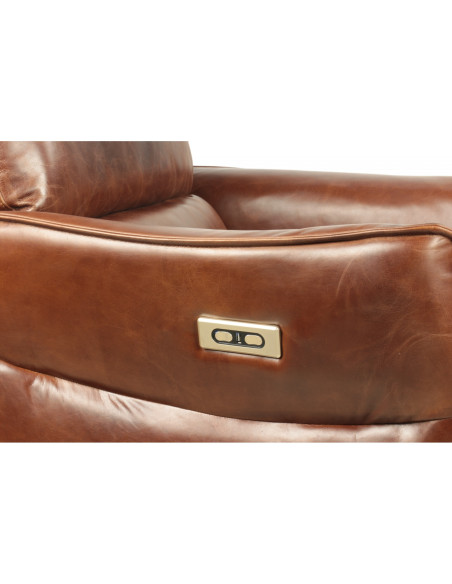 Fauteuil inclinable et pivotant avec haut dossier en cuir