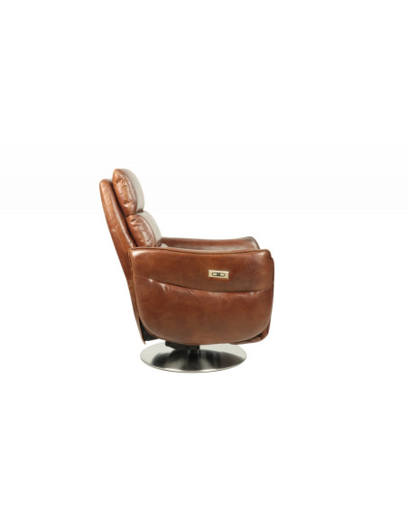 Fauteuil inclinable et pivotant avec haut dossier en cuir