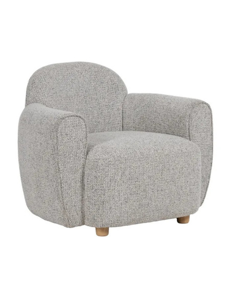 Fauteuil de salon arrondi en tissu gris chiné