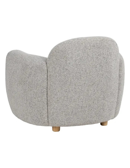 Fauteuil de salon arrondi en tissu gris chiné
