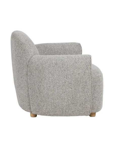 Fauteuil de salon arrondi en tissu gris chiné