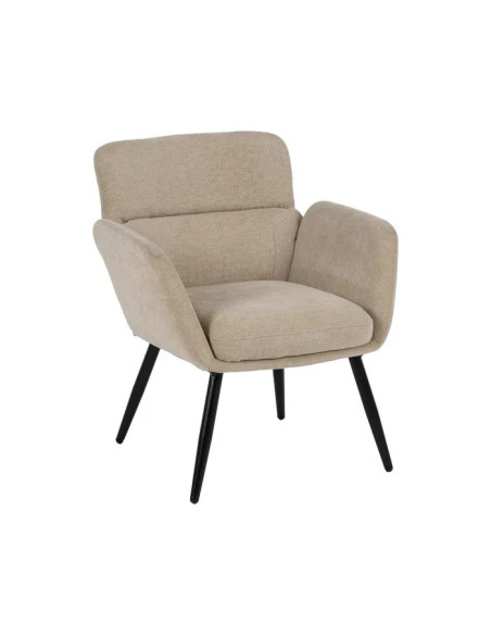 Fauteuil en tissu beige et pieds métal