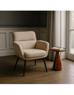 Fauteuil en tissu beige et...