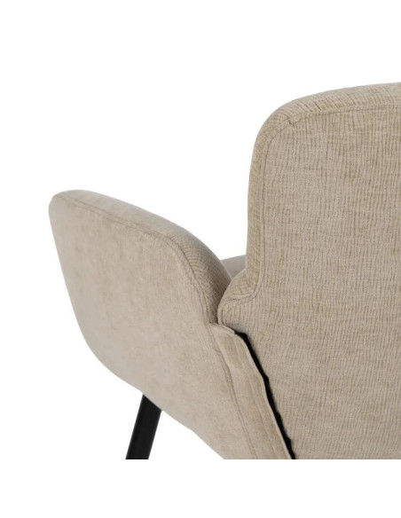 Fauteuil en tissu beige et pieds métal