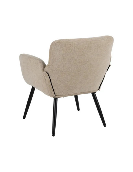 Fauteuil en tissu beige et pieds métal