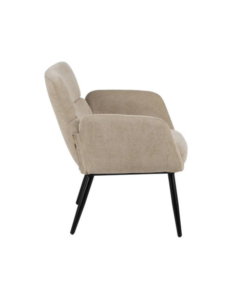Fauteuil en tissu beige et pieds métal