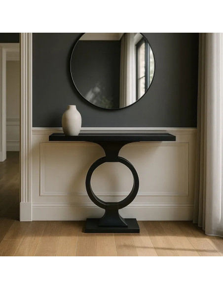 Console design en métal noire et verre