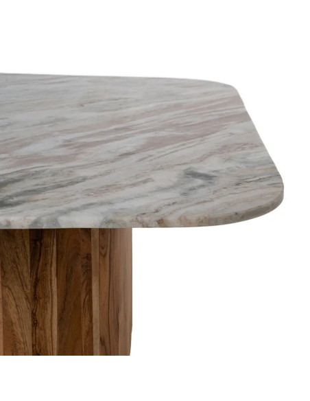 Lot de 2 tables basses carrées en marbre et acacia