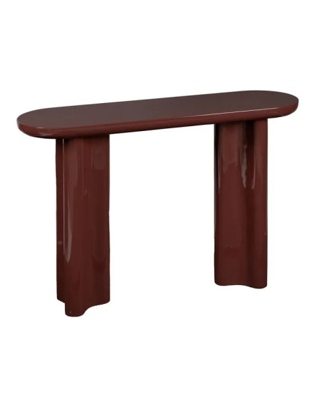 Console ovale laquée rouge grenat