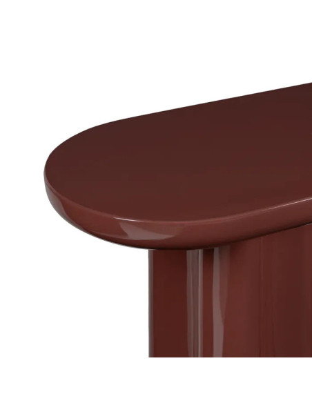 Console ovale laquée rouge grenat