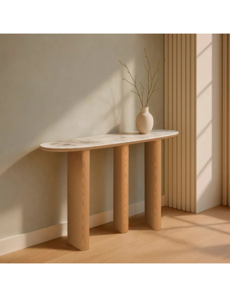 Grande console minimaliste effet marbre