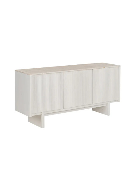 Buffet contemporain blanc avec plateau en marbre véritable