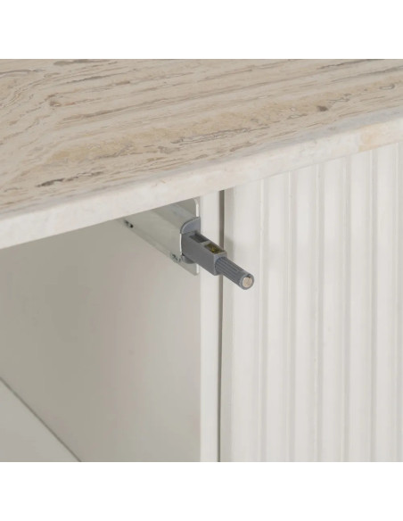 Buffet contemporain blanc avec plateau en marbre véritable