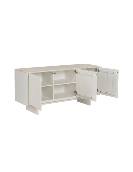 Buffet contemporain blanc avec plateau en marbre véritable