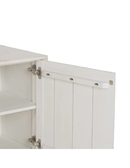 Buffet contemporain blanc avec plateau en marbre véritable