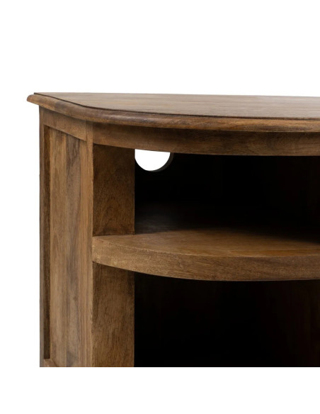 Grand meuble TV demi-lune bois massif