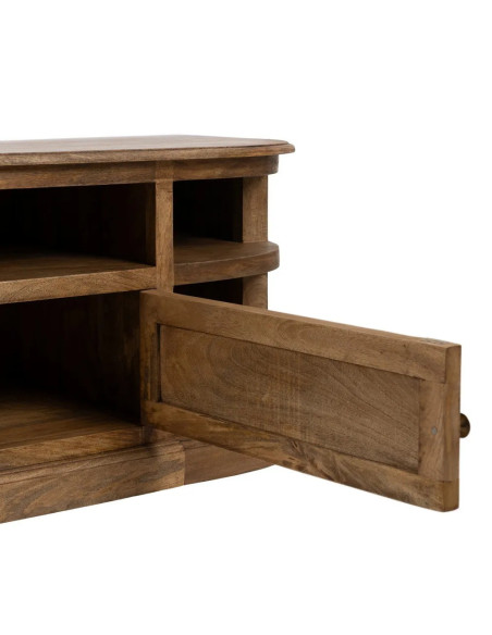 Grand meuble TV demi-lune bois massif