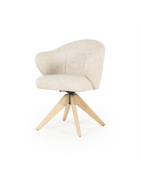 Fauteuil pivotant en chêne et tissu