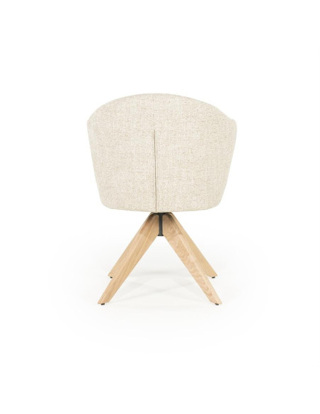 Fauteuil pivotant en chêne et tissu