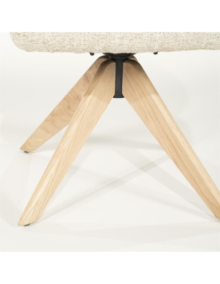 Fauteuil pivotant en chêne et tissu