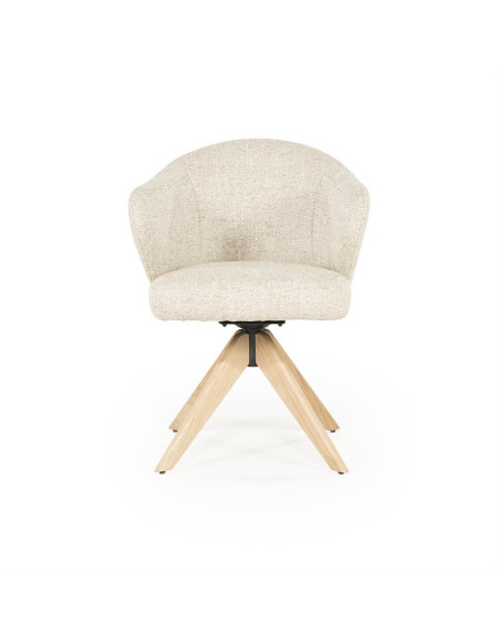 Fauteuil pivotant en chêne et tissu