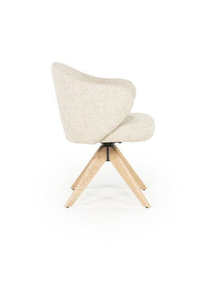 Fauteuil pivotant en chêne et tissu
