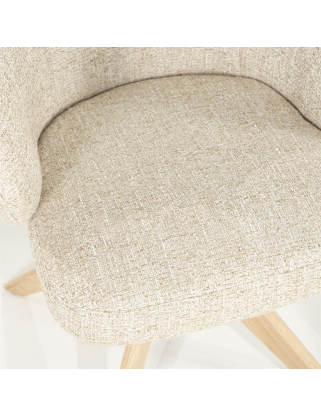 Fauteuil pivotant en chêne et tissu