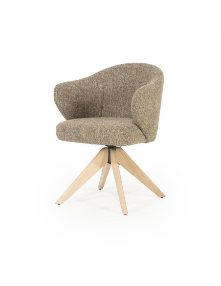 Fauteuil pivotant en chêne et tissu