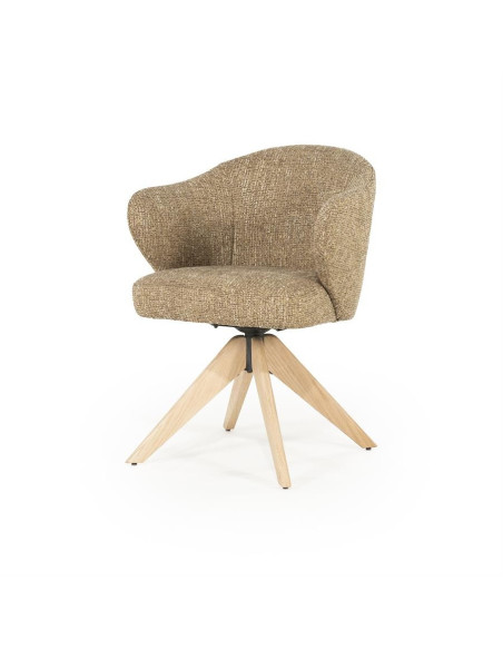 Fauteuil pivotant en chêne et tissu