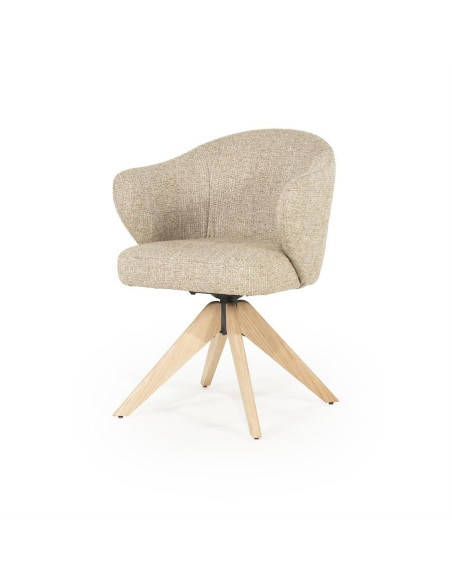 Fauteuil pivotant en chêne et tissu