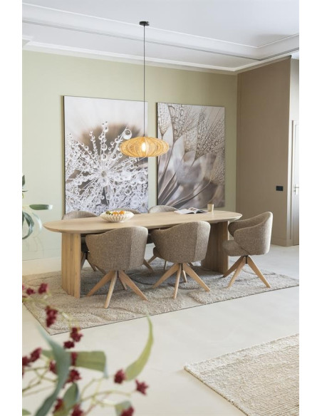 Fauteuil pivotant en chêne et tissu