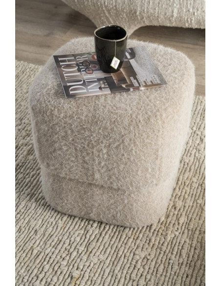 Pouf en tissu effet laine Kelly