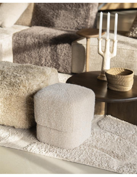Pouf en tissu effet laine Kelly