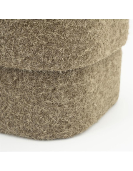 Pouf en tissu effet laine Kelly