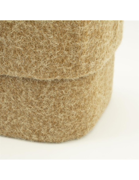 Pouf en tissu effet laine Kelly