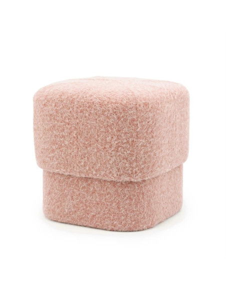 Pouf en tissu effet laine Kelly