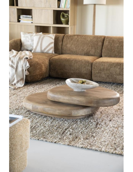 Table basse organique double plateau pivotant