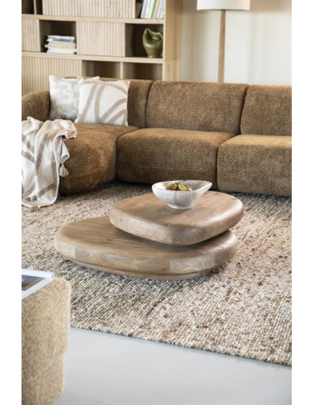 Table basse organique double plateau pivotant