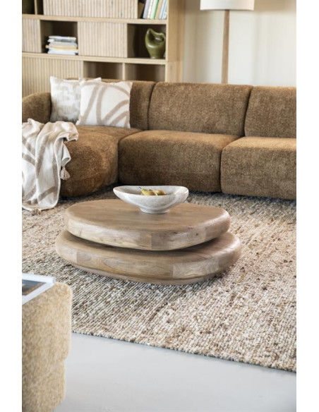 Table basse organique double plateau pivotant