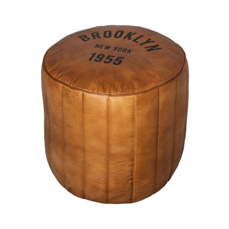 Pouf rond en cuir Brooklyn Pouf rond en cuir Brooklyn