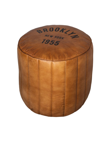 Pouf rond en cuir Brooklyn