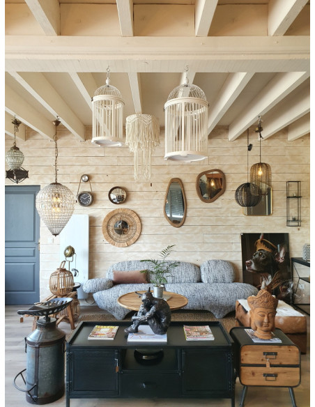 Grand lustre goutte en pampilles de verre 70 cm