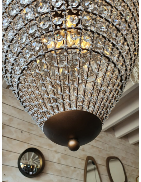 Grand lustre goutte en pampilles de verre 70 cm