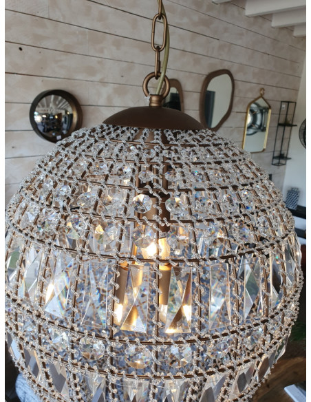 Grand lustre goutte en pampilles de verre 70 cm